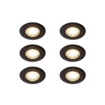 QAZQA Ulo Spot encastrable - set de 6 - 8,2x8,2cm - LED incluse - 3 niveaux de gradation - IP44 - rond - noir mat SW1210186