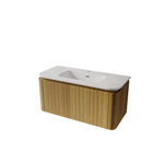 Royal Plaza Terra Ensemble meuble de salle de bains - 100x47x46cm - vasque en céramique blanc brillant - 1 vasque - 1 trou de robinet - 2 tiroirs - sandwood (chêne clair) SW1441227