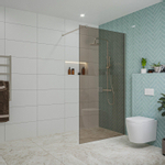 Fortifura Galeria inloopdouche - 110x200cm - rookglas - wandarm - PVD - geborsteld RVS SW917134