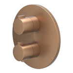 IVY Pact Partie apparente - pour mitigeur thermostatique encastré - 1 robinet d'arrêt - rosace ronde - Cuivre brossé mat PVD SW1030989