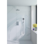 Fortifura Calvi Inbouw Regendoucheset - thermostatisch - wandarm - 25cm - hoofddouche - ronde handdouche - gladde doucheslang - hoogglans chroom SW1233149