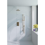 Fortifura Calvi Ensemble de douche pluie encastrable - thermostatique - bras mural - pommeau 25cm - barre curseur - douchette stick - flexible lisse - Laiton brossé (doré) SW1233165