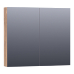 Saniclass Plain Spiegelkast - 80x70x15cm - 2 links/rechtsdraaiende spiegeldeuren - MFC - Almond SW499577