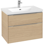 Villeroy & Boch Subway 3.0 wastafelonderbouwkast - met 2 laden - met grepen aluminium glanzend - 77.2x57.6x47.8 - Nordic Oak (hout) SW641582