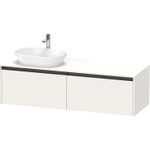 Duravit Ketho.2 Wastafelonderbouwkast - inclusief consoleplaat - met 2 laden - voor waskom links - 160x55x45.9cm - met handgrepen antraciet - wit supermat SW771993