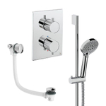 Crosswater MPRO Ensemble de douchette à main - 2 poignées - vidage de baignoire - douchette à main - barre de douche - chrome SW1472553