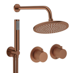 Crosswater Module Ensemble de douche de tête encastré - 2 leviers - pomme de douche 30cm - douchette à main - bras mural - bronze brossé SW1472369