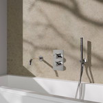 Fortifura Calvi Ensemble de robinet de baignoire - bec - 22cm réductible - flexible métallique - douchette à main - partie encastrable - support mural - chrome SW1242586