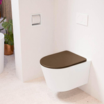 Mondiaz LAVIE hangtoilet – spoelrandloos – 36 x 53 cm – met softclose zitting – Talc (wit), zitting Rust (bruin) SW1208709
