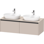 Duravit Ketho.2 Wastafelonderbouwkast - inclusief consoleplaat - met 2 laden - voor dubbele waskommen - 140x55x45.9cm - met handgrepen antraciet - taupe mat SW772300