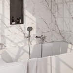 Brauer Chrome Carving Robinet baignoire - avec set douchette - douchette ronde 3 jets - bouton carving - chrome SW715647