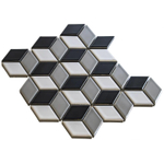 The Mosaic Factory Paris carrelage mosaïque - 26.6x30.5cm - carrelage mural - Porcelaine noir+blanc+gris Brillant SW108331
