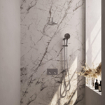 BRAUER Brushed Carving Douche de pluie thermostatique encastrée - boutons poussoirs - SET 69 - tête de douche 20cm - bras mural courbé - douchette 3 jets - flexible de douche - barre de douche intégrée - inox brossé PVD SW925466