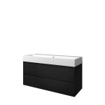 Proline loft ensemble de meubles de salle de bain 120x46x62cm meuble symétrique noir mat avec 2 trous pour robinetterie porcelaine blanc brillant SW349596