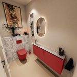 MONDIAZ TURE-DLUX Meuble toilette - 120cm - Fire - EDEN - vasque Glace - position gauche - 1 trou de robinet SW1103290