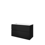 Proline elegant ensemble de meubles de salle de bain 100x46x62cm meuble a symétrique noir mat avec 1 trou pour robinet polystone blanc mat SW350017