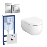 Clou Hammock Compact Toiletset - inbouwreservoir - wandtoilet - softclose - quickrelease - bedieningsplaat verticaal/horizontaal - chroom SW159211