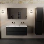 Mondiaz AIVY Ensemble de meuble - 120x45x50cm - 0 trous de robinet - 2 vasques talc Solid surface - Gauche et droite - 2 tiroirs - avec miroir - MDF Urban SW892370