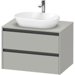 Duravit ketho 2 meuble sous lavabo avec plaque console et 2 tiroirs 80x55x56.8cm avec poignées anthracite béton gris mat SW771878