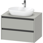 Duravit Ketho.2 Wastafelonderbouwkast - inclusief consoleplaat - met 2 laden - 80x55x56.8cm - met handgrepen antraciet - betongrijs mat SW771878