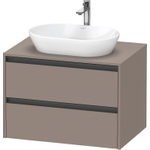 Duravit Ketho.2 Wastafelonderbouwkast - inclusief consoleplaat - met 2 laden - 80x55x56.8cm - met handgrepen antraciet - basalt mat SW772202