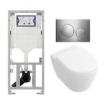 Villeroy & Boch Subway 2.0 compact DirectFlush Toiletset Geberit reservoir bedieningsplaat Sigma20 mat - softclose - quickrelease - glans wit SW98680