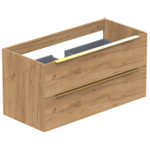 Thebalux Type meuble bas 100x45x50cm poignée rapportée laiton 2 tiroirs softclose standard poignée MDF/panneau de particules blanc haute brillance SW769310