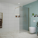 Fortifura Galeria inloopdouche - 100x200cm - ribbelglas - wandarm - PVD - geborsteld messing (goud) SW877047