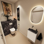 MONDIAZ TURE-DLUX Meuble toilette - 40cm - Talc - EDEN - vasque Lava - position gauche - sans trou de robinet SW1103590