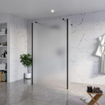 Fortifura Galeria Vrijstaande Inloopdouche - 120x200cm - glas - antikalk - 8mm veiligheidsglas - 2 zijwanden - 40cm - wandsteunen en hoekprofielen - mat zwart SW993130