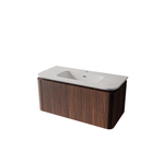 Royal Plaza Terra Ensemble meuble de salle de bains - 100x47x46cm - vasque en céramique blanc brillant - 1 vasque - 1 trou de robinet - 2 tiroirs - châtaignier (noyer) SW1441226