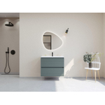 HR badmeubelen Infinity XXL 3D Ensemble meuble de salle de bains - 80 cm - 1 lavabo en céramique fin blanc mat - 1 trou de robinet - 2 tiroirs - bleu pétrole mat SW863457