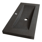 Saniclass Corestone small Meubelwastafel - 80x40x5cm - zonder overloop - wasbak midden - 1 kraangat - natuursteen - basalt SW23895