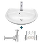 Nemo Start Star ensemble lave-mains 45x33cm avec trop-plein incluant siphon et robinet eau froide 14cm porcelaine blanc SW385480