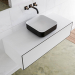 Mondiaz Lagom Meuble salle de bains 110x30.9x45cm Solid Surface Urban 1 tiroir avec lavabo BINX vasque à poser Centre sans trous de robinet SW409240