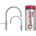 Quooker BE Nordic Round Twintaps kokendwaterkraan - draaibare uitloop - Combi+ reservoir - Warm / kokend water - RVS SW795569