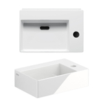 Clou Flush lave-mains 35,5x24,5cm avec bonde incluse avec trou de robinetterie céramique blanc brillant SW106237