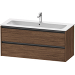 Duravit Ketho.2 Wastafelonderbouwkast - met 2 laden - voor enkele wastafel - 121x48x55cm - met grepen antraciet - donker noten mat SW772714