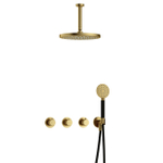 Hotbath Cobber X IBSX70 Ensemble de douche de pluie encastré - douche de tête 30cm - bras de plafond 15cm - douchette ronde 3 jets - laiton brossé - PVD SW677715