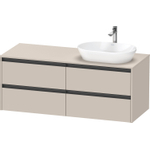 Duravit Ketho.2 Wastafelonderbouwkast - inclusief consoleplaat - met 4 laden - voor waskom rechts - 140x55x56.8cm - met handgrepen antraciet - taupe mat SW772818