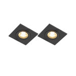 QAZQA Xena Spot encastrable - lot de 2 - 8x8cm - IP44 - Carré - Noir SW1210193