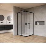 Marenza Casus Cabine de douche - 90x90x200cm - entrée d'angle - verre clair - profilé - noir mat SW773920