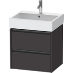 Duravit Ketho.2 Wastafelonderbouwkast - met 2 laden - 58.4x46x54.9cm - met grepen antraciet - grafiet supermat SW772980