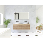 HR badmeubelen Matrix 3D ensemble de meubles de salle de bains 140cm 2 tiroirs sans poignées avec bande de préhension couleur French oak avec plan de dessus french oak SW857141