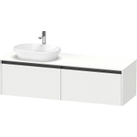 Duravit Ketho.2 Wastafelonderbouwkast - inclusief consoleplaat - met 2 laden - voor waskom links - 160x55x45.9cm - met handgrepen antraciet - wit mat SW772076