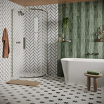 Crosswater Asura Porte de douche quart de cercle - 8mm - 80x80cm - acier inoxydable brossé SW1208448