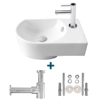 Nemo Go Flexy Set lave-mains droite 41x27x142cm avec robinet 14cm et siphon porcelaine blanc SW385493
