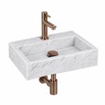 Fortifura Fuente fonteinset – rechthoekig – 38x24x8 cm – marmer wit – koperen kraan SW1111485