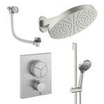 Crosswater MPRO Ensemble de douche de tête encastré - 2 poignées - vidage de baignoire - pomme de douche 30 cm - douchette à main - barre de douche - bras mural - inox brossé SW1472689