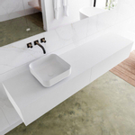 Mondiaz Lagom Meuble salle de bains 190x30.9x45cm Solid Surface Talc 2 tiroirs avec lavabo BINX vasque à poser Gauche sans trous de robinet SW409141